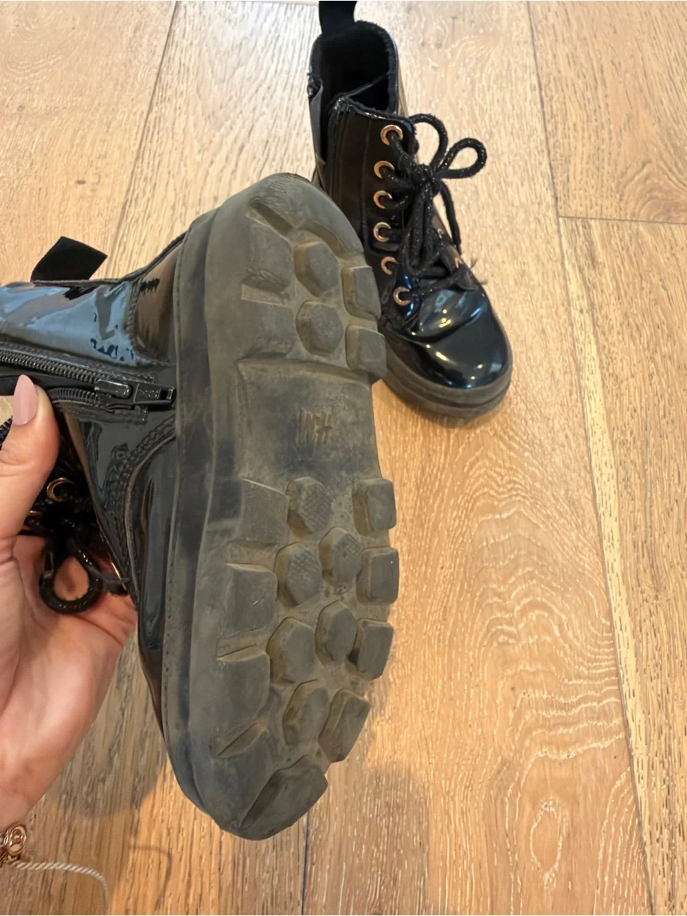 Kids Black Lace-Up Ankle Boots